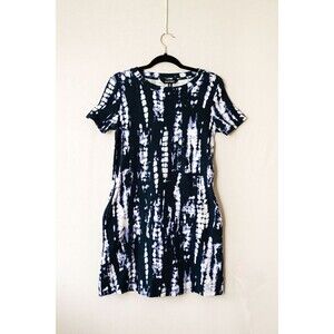 Ellen Tracy womens indigo blue tie dye midi dress S